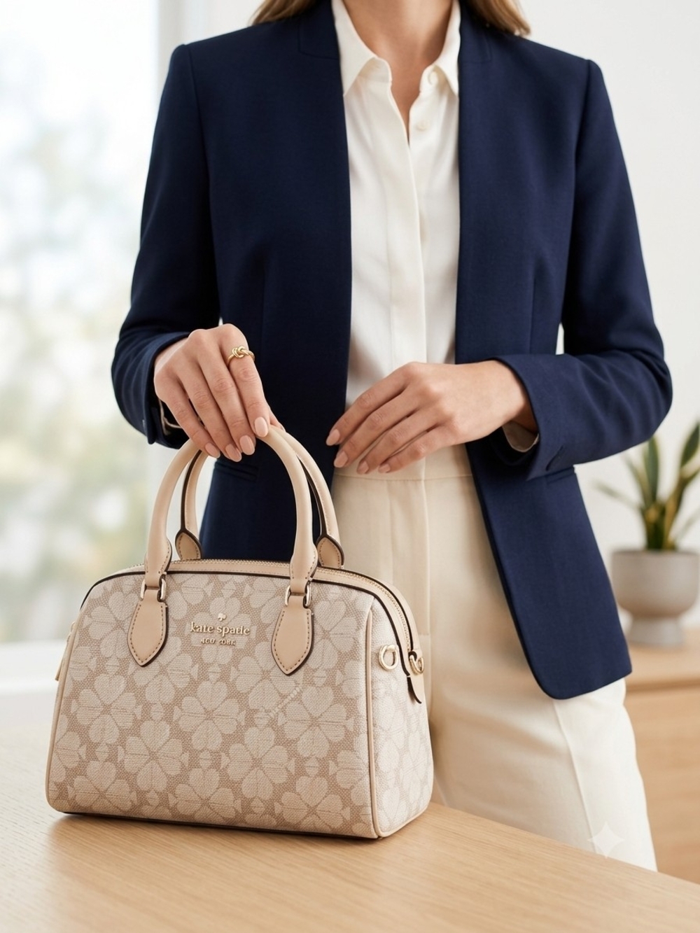 kate spade Beige Floral Jacquard Dome Satchel - Picture 2 of 3